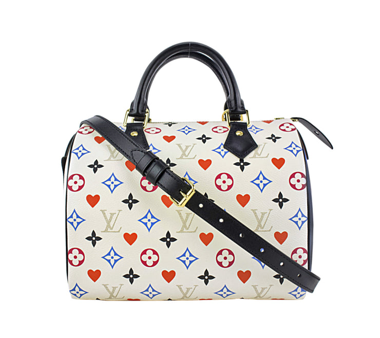Louis Vuitton
White Multicolor Monogram Canvas Game On Speedy Bandoulière 30 Gold Hardware