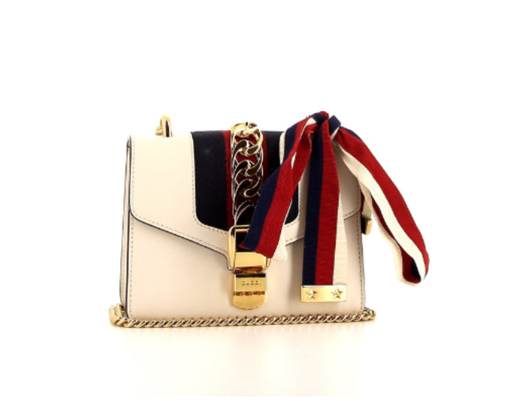 Borsa a tracolla Gucci Sylvie in pelle bianca