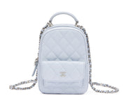 Chanel
Light Blue Quilted Caviar Mini Backpack Silver Hardware