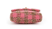 Chanel
Pink and Beige Quilted Wool Tweed Small Elegant Chain Flap Gold Hardware, 2022