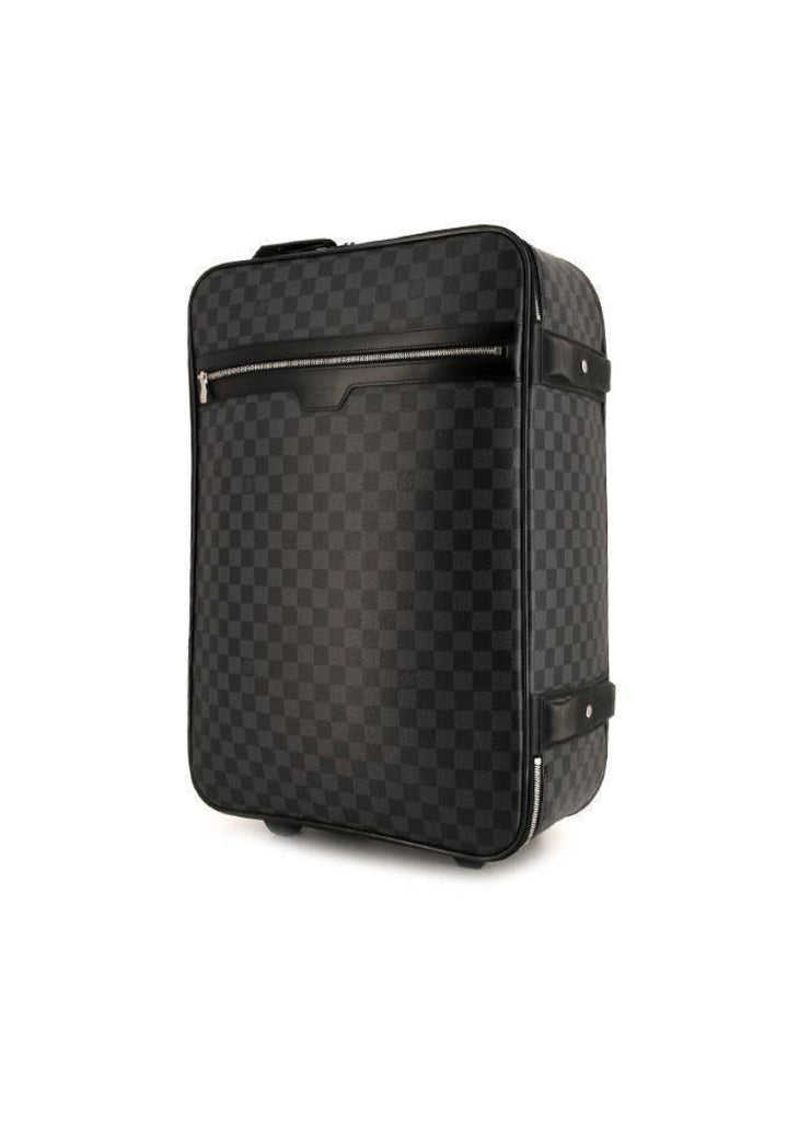 Valigia flessibile Louis Vuitton Pegase in tela a scacchi e pelle nera