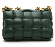 Borsa a tracolla Bottega Veneta Cassette in pelle intrecciata verde-pino