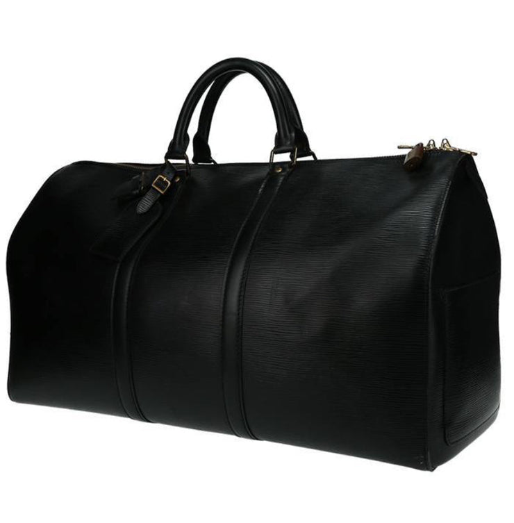 Borsa da viaggio Louis Vuitton Keepall 50 in pelle Epi nera