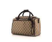 Borsa da viaggio Gucci piccola in tela monogram beige e pelle marrone