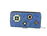 Portafogli Louis Vuitton Zippy in pelle Epi blu con motivo