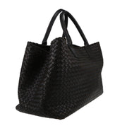Shopping bag Bottega Veneta Cabat in pelle intrecciata nera