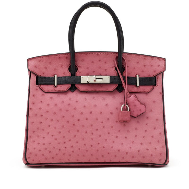 Hermès
Fuchsia and Black Ostrich HSS Birkin 30 Palladium Hardware, 2011
