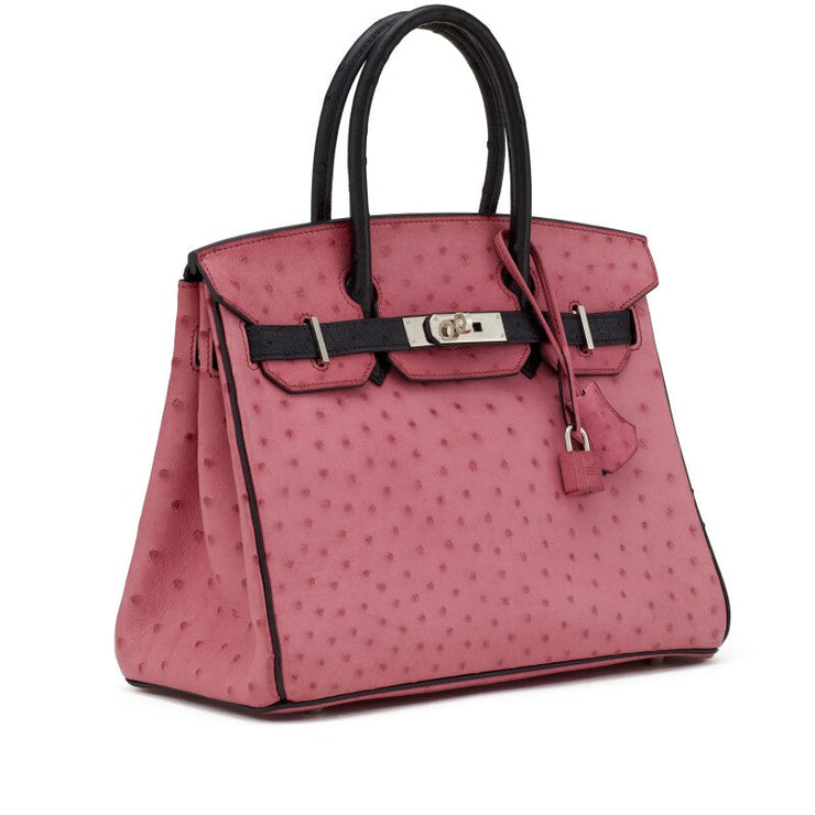 Hermès
Fuchsia and Black Ostrich HSS Birkin 30 Palladium Hardware, 2011