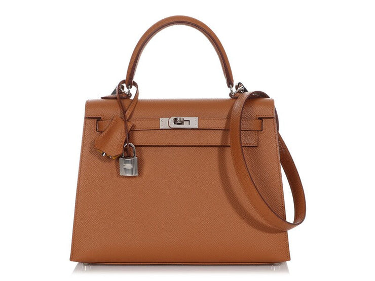 Hermès
Gold Epsom and Jaune Ambre Verso Kelly Sellier 25 Palladium Hardware, 2021