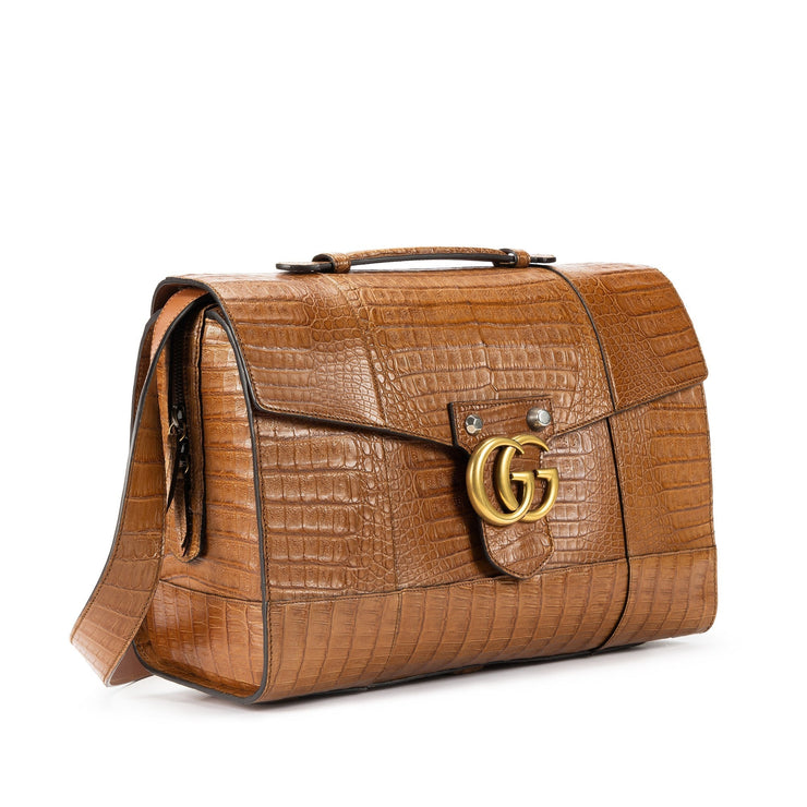Gucci
Brown Alligator Large GG Marmont Briefcase Gold Hardware