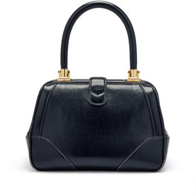 Blue Lambskin Doctors Bag Gold Hardware, 1970s