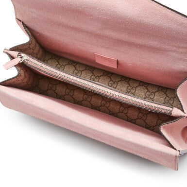 Gucci
Pink Dionysus Shoulder Bag in GG Supreme Coated Canvas with Gunmetal Hardware, 2015