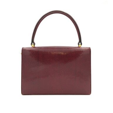 GUCCI | BURGUNDY VINTAGE BAG IN LIZARD, c.1960s