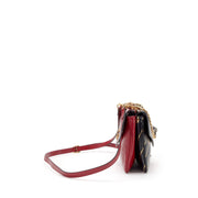 Gucci
Black and Red Leather and Strass Thiara Double Shoulder Bag Gold Hardware