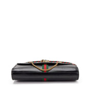 Gucci
Black Leather, Strass and Web Stripe Medium Rajah Shoulder Bag Gold Hardware