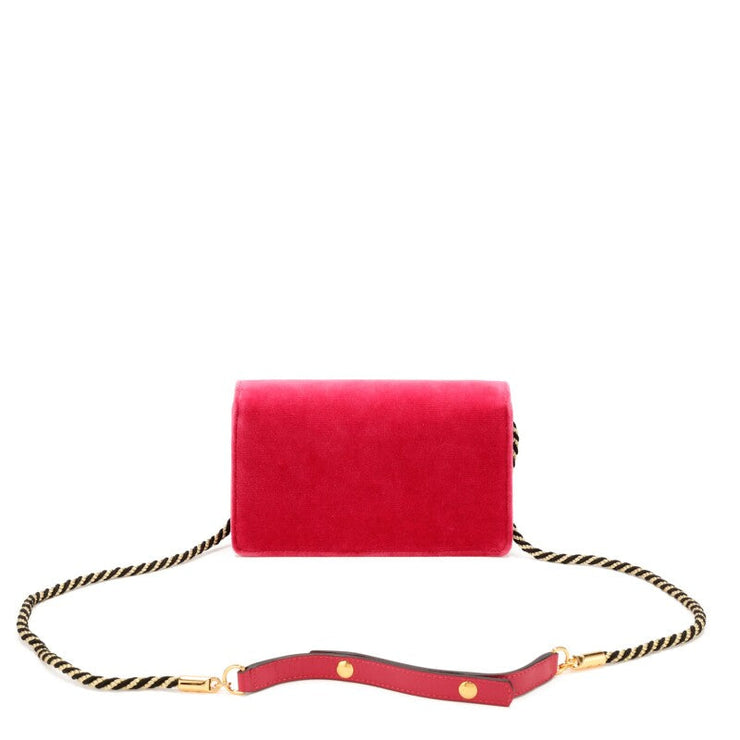 Gucci
Fuchsia Velvet Small Broadway Shoulder Bag Rope and Crystal Hardware