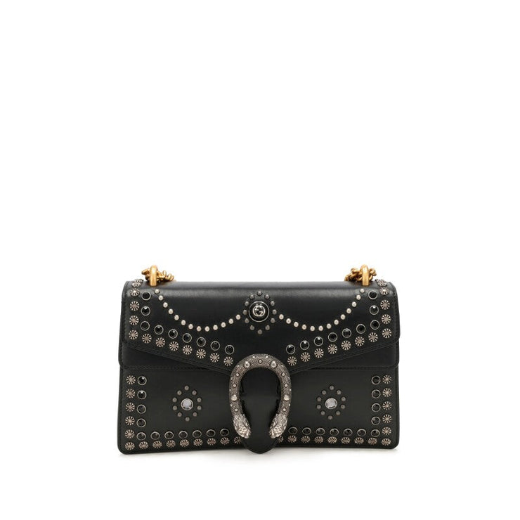 Gucci
Black Leather and Strass Studded Small Dionysus Bag Gold and Ruthenium Hardware