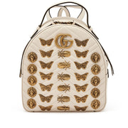 Gucci
White Calfskin Matelasse Animal Studs GG Marmont Dome Backpack Gold Hardware