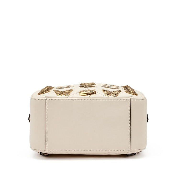 Gucci
White Calfskin Matelasse Animal Studs GG Marmont Dome Backpack Gold Hardware