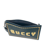 Gucci
SEGA Green and Gold Calfskin GUCCY Wristlet Pouch Silver Hardware