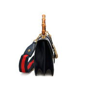 Gucci
Navy, Green, and Red Calfskin Medium Dionysus Bamboo Top Handle Bag Aged Gold Hardware