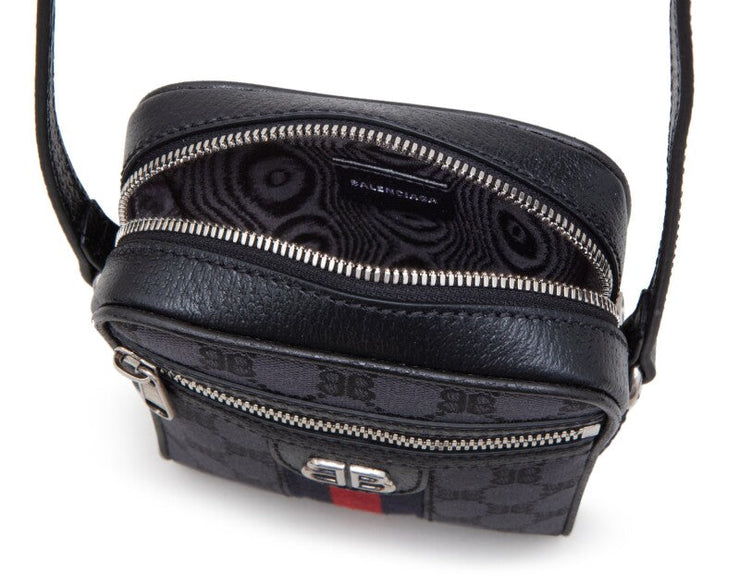 Gucci x Balenciaga The Hacker Project
Black Monogram Jacquard Canvas Hacker Shoulder Zip Bag Silver Hardware, 2021