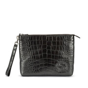 Gucci
Gunmetal Crocodile Pouch Silver Hardware