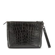 Gucci
Gunmetal Crocodile Pouch Silver Hardware