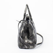 PRADA | BLACK AND GRAY CAMOUFLAGE PRINT CANVAS LIMITED EDITION SAFFIANO SOFT TOTE WITH PALLADIUM HARDWARE