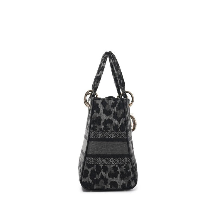 Christian Dior
Grey and Black Leopard Pattern Mizza Embroidery Medium Lady D-Lite Bag Pale Gold Hardware