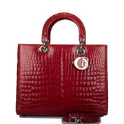 Christian Dior
Red Shiny Crocodile Large Lady Dior Bag Silver Hardware