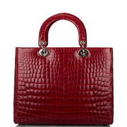 Christian Dior
Red Shiny Crocodile Large Lady Dior Bag Silver Hardware