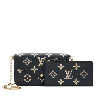 Louis Vuitton
Black and Beige Giant Monogram Empreinte Félicie Pochette Gold Hardware, 2021