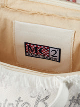 Borsa Colette in tela di cotone bianca con strass