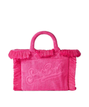 Borsa a mano Colette in morbida spugna fucsia con logo in rilievo