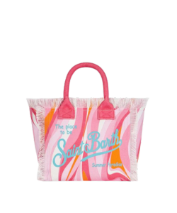 Borsa a mano Colette in tela di cotone multicolore con stampa onde