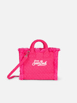 Borsa Mini Vanity in spugna fucsia goffrata