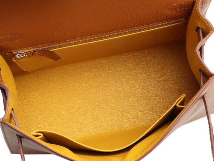 Hermès Gold Epsom and Jaune Ambre Verso Kelly Sellier 25 Palladium Hardware, 2021