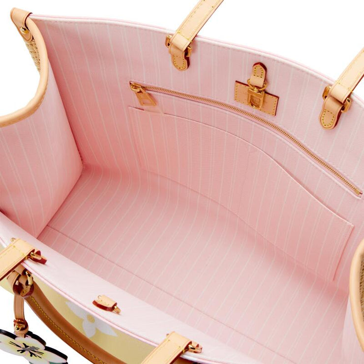 Louis Vuitton Light Pink and Yellow Giant Monogram Canvas and Raffia By the Pool Hawaii OnTheGo GM Gold Hardware, 2021