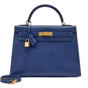 Hermes Bleu Sapphire Epsom Kelly Sellier 32 Gold Hardware, 2015