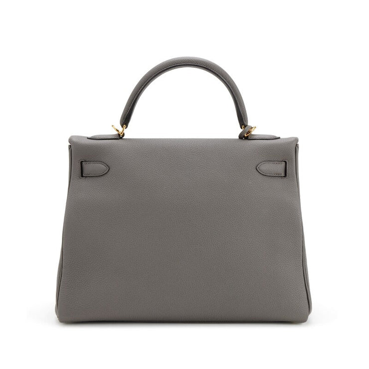 Hermès Gris Etain Retourne Togo Kelly 32 Gold Hardware, 2020