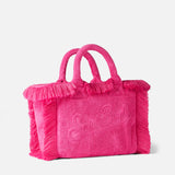 Borsa a mano Colette in morbida spugna fucsia con logo in rilievo